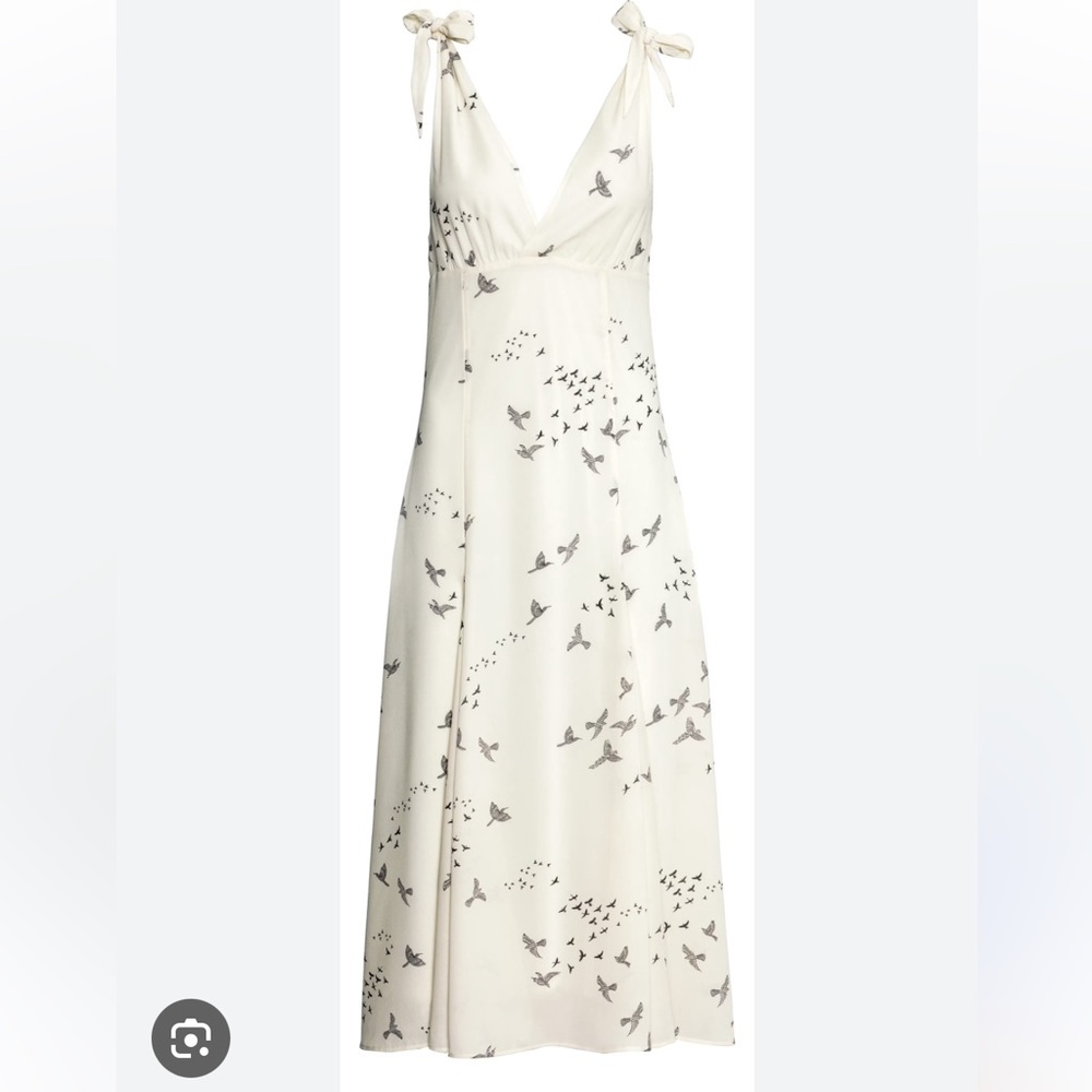 H&M White Sleeveless V-neck Maxi Dress
